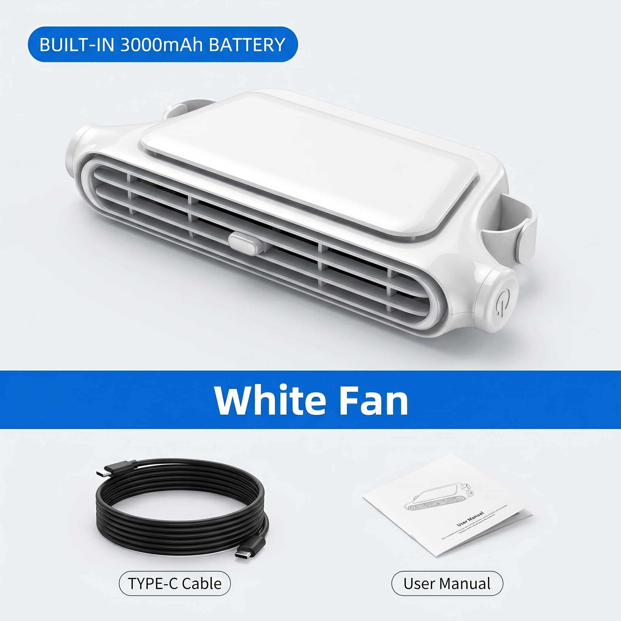 NOVAIRE™ Headrest Car Cooling Fan | USB & 3000mAh, 3 Speeds