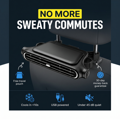 NOVAIRE™ Headrest Car Cooling Fan | USB & 3000mAh, 3 Speeds