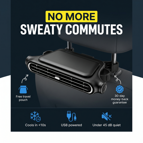 NOVAIRE™ Headrest Car Cooling Fan | USB & 3000mAh, 3 Speeds
